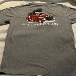 Southern Tide Heather Gray Christmas Red Truck Tee Sz S
